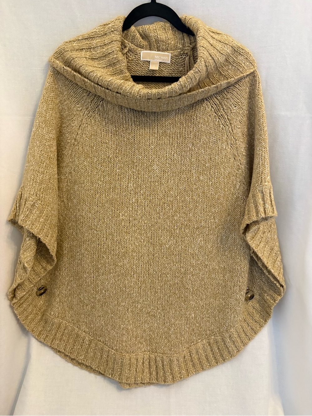 Michael Kors Beige Cowl Neck Poncho Sweater